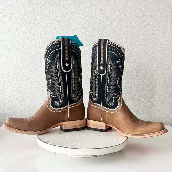 Lane RODEO HOUSTON Mens Cowboy Boots 10 Brown Leather Western Mid Calf Blunt Toe - Picture 7 of 11